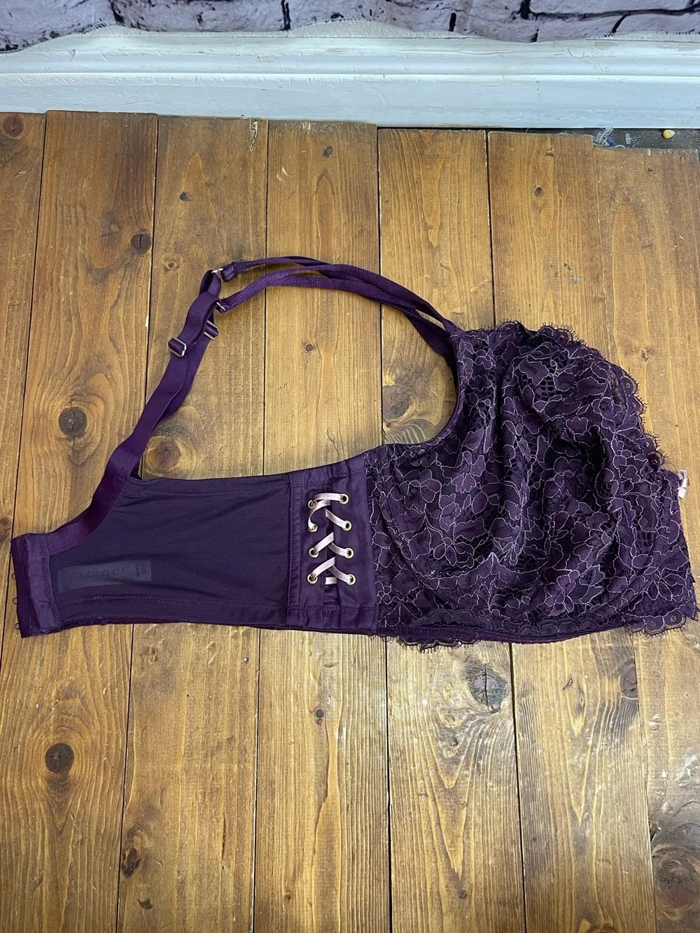 Cacique size 46DDD dark plum lace unlined full coverage bra